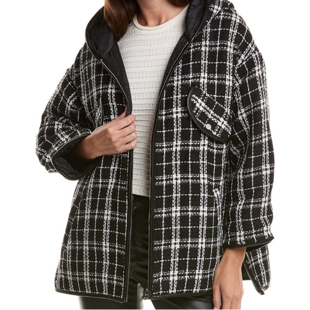 Maje Plaid Print Coat